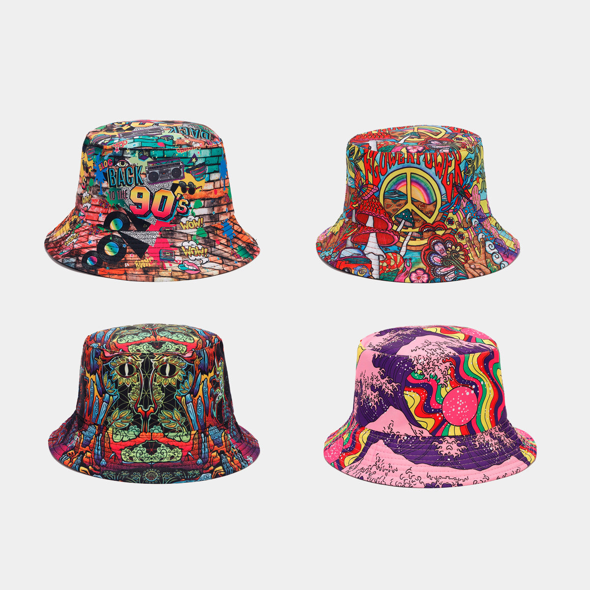 Reversible Graffiti Print Bucket Hat-Splashis, alternate view 7