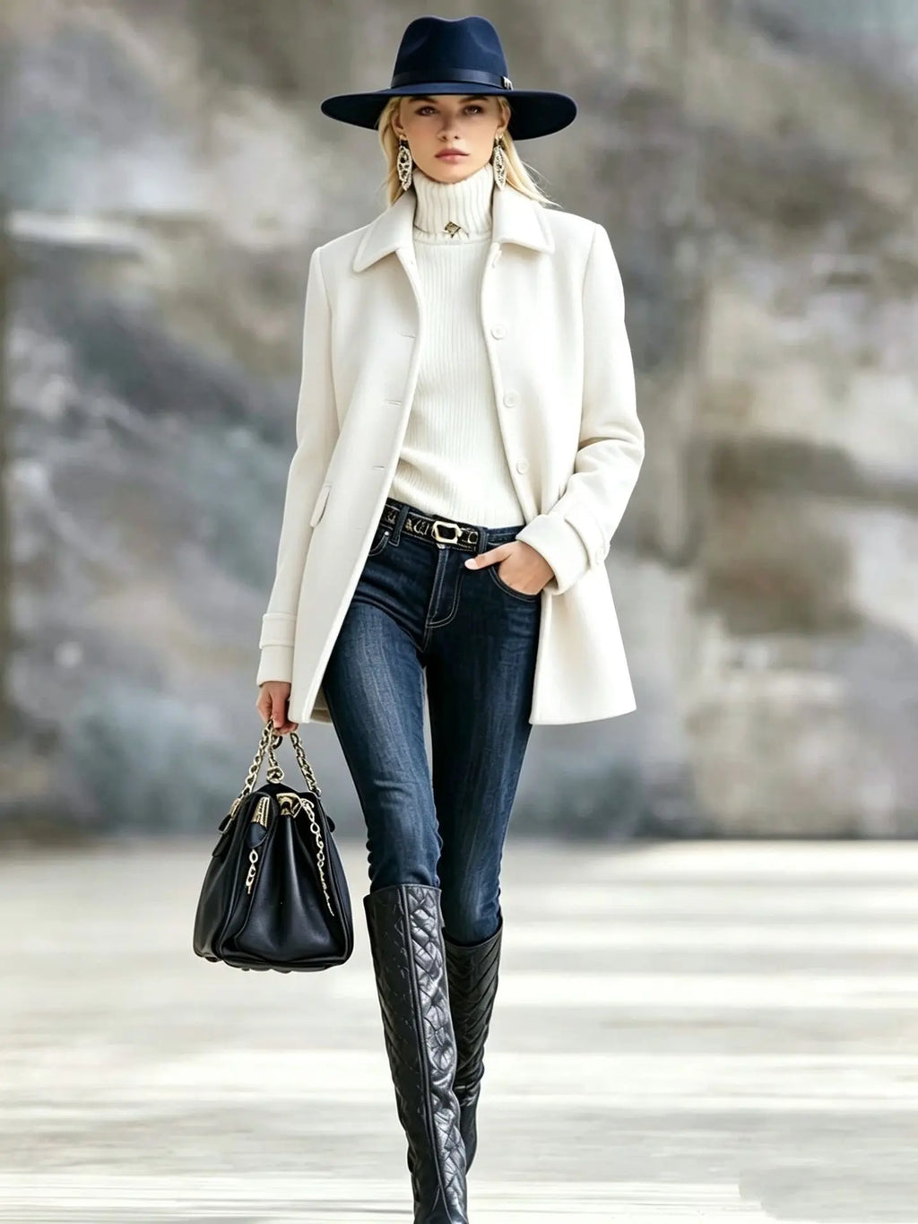 Patterned button-front short coat for women, image 3