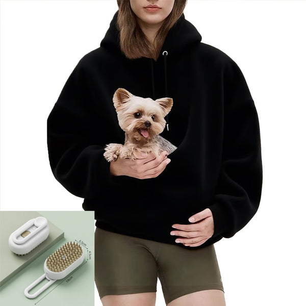 Unisex Hoodie with Large Front Pouch Pocket-Splashis, Black