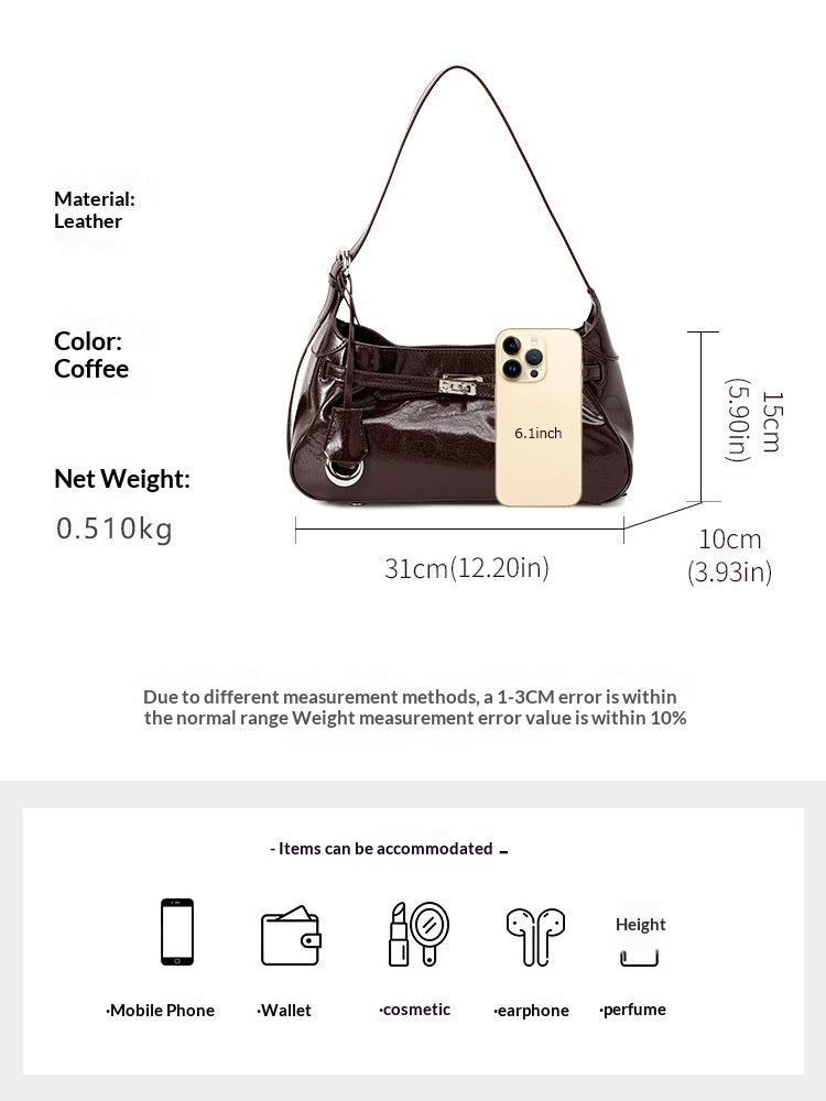 Genuine Leather Lock Crossbody Bag for Women, alternate product view