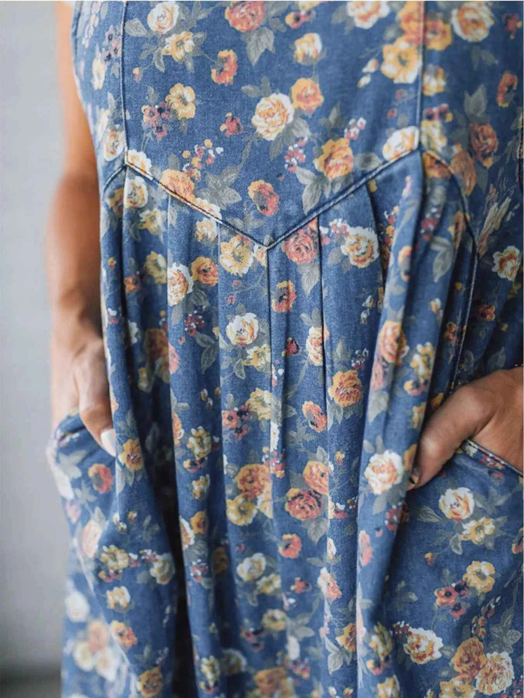 Floral print wide leg denim overalls — additional view 10