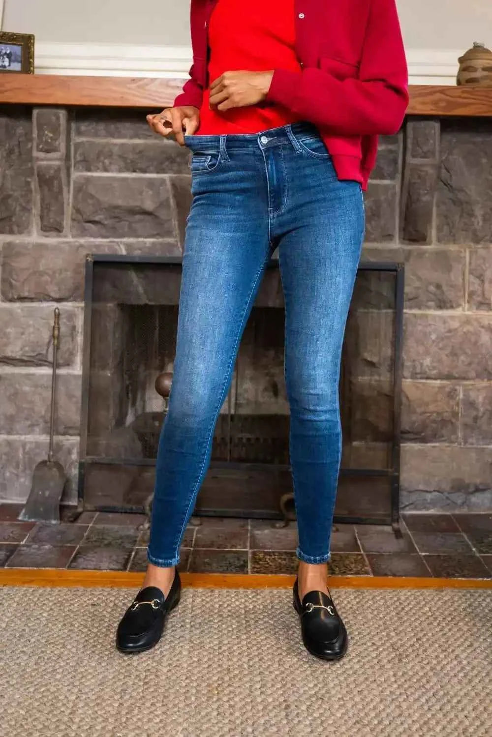 Plus size washed thermal skinny jeans — additional view 5