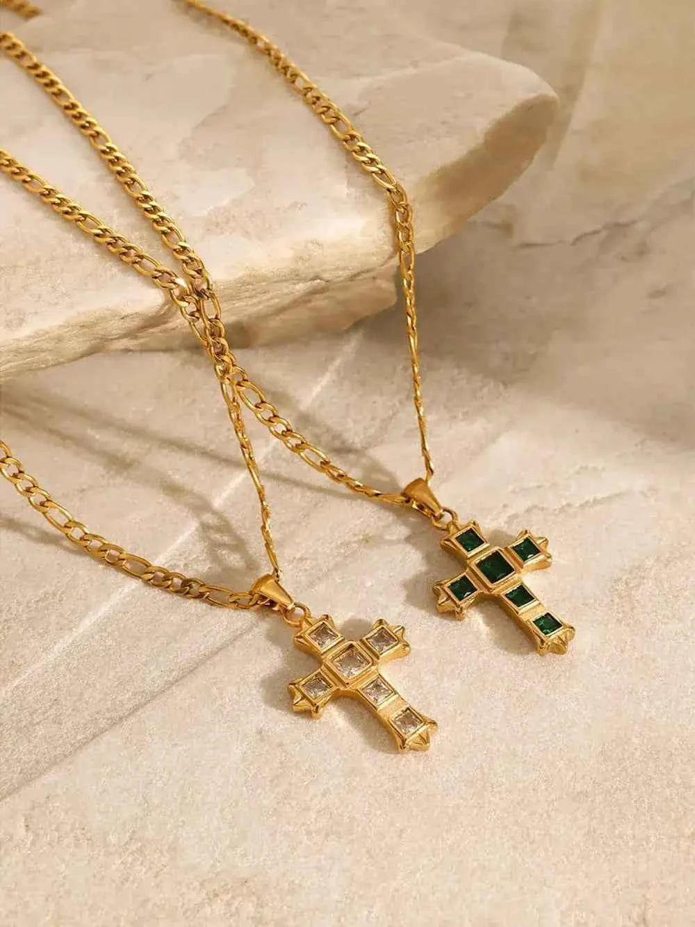 Zircon cross pendant necklace in stainless steel — additional view 3