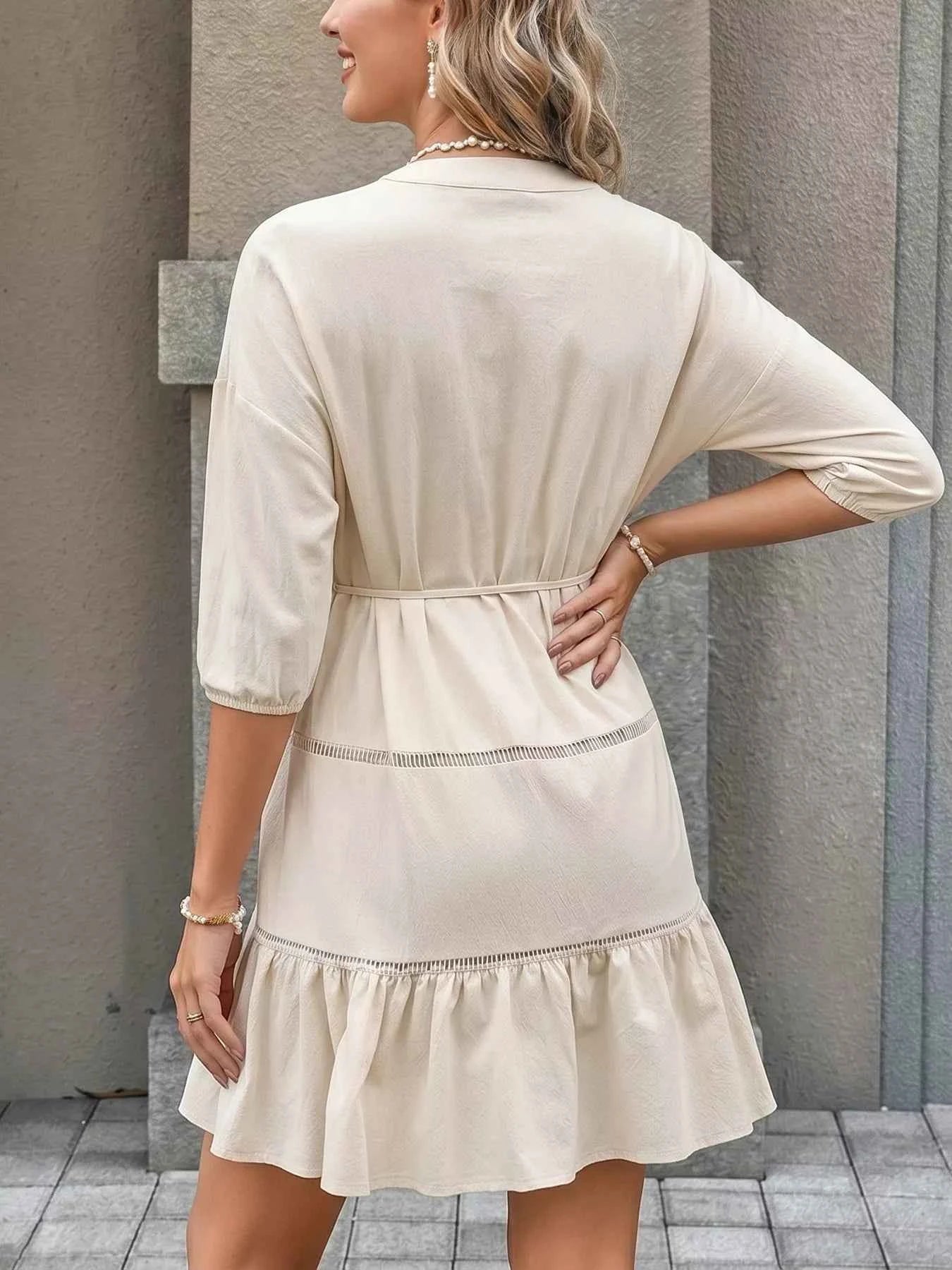Button-front ruffle hem mini dress — additional view 7