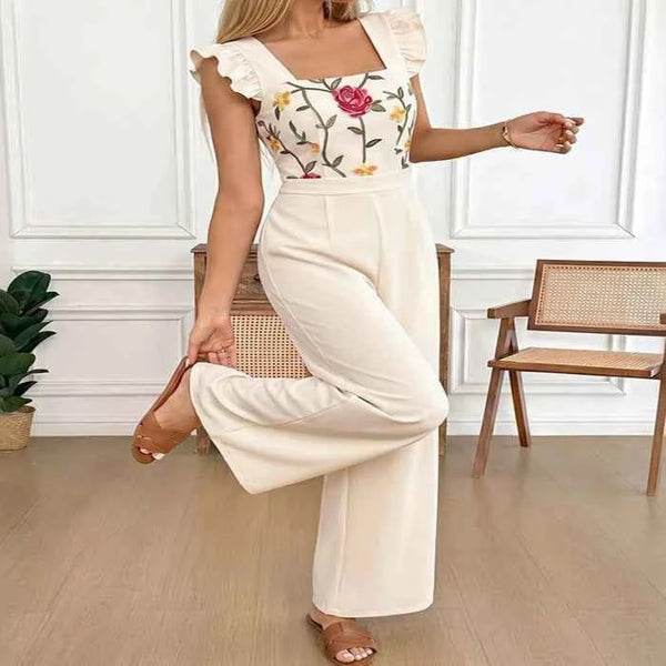 Floral embroidered jumpsuit with ruffles — additional view 2
