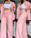 Split-sleeve lapel blazer and trouser suit set — additional view 6
