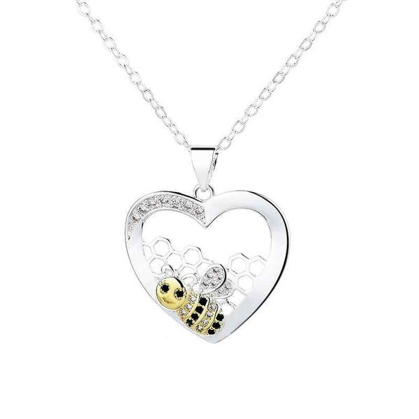 Sunflower and bee heart necklace — additional view 2