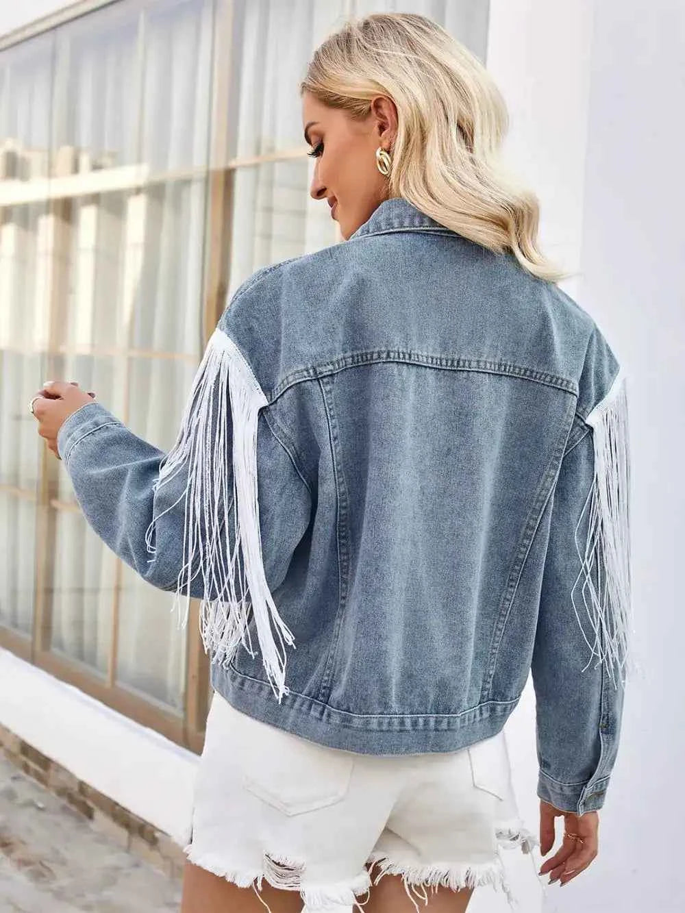 Tassel button-up denim jacket — additional view 2