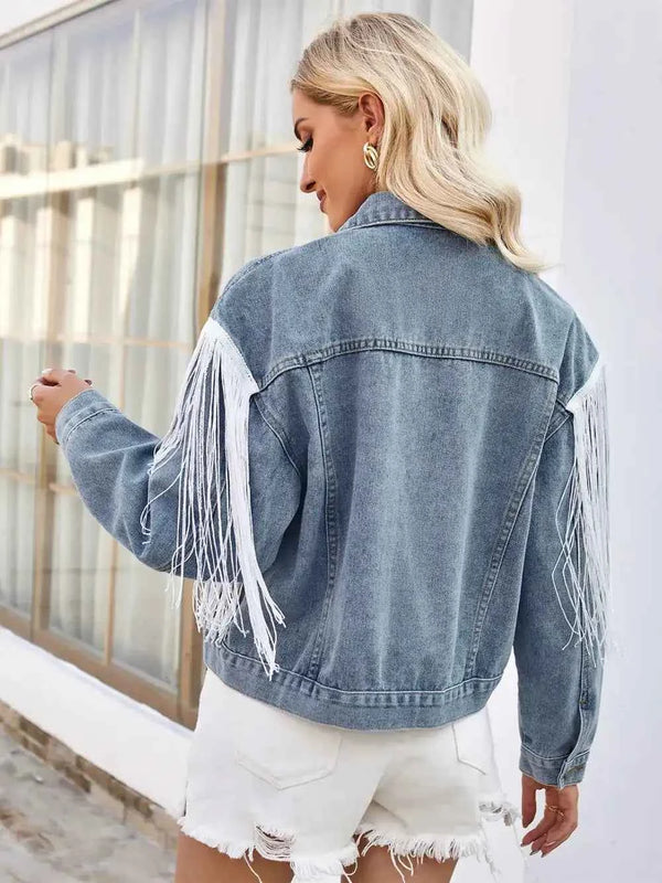 Tassel button-up denim jacket — additional view 2
