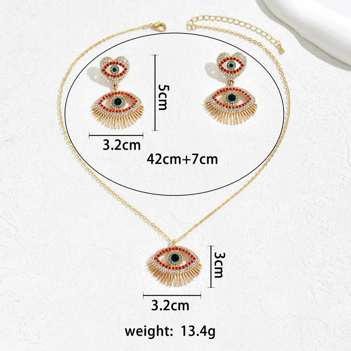 Layered Heart & Eye Pendant Chain Necklace additional product view