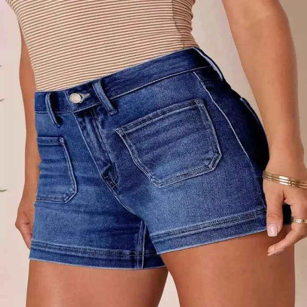 Essential high-waisted denim shorts — primary view