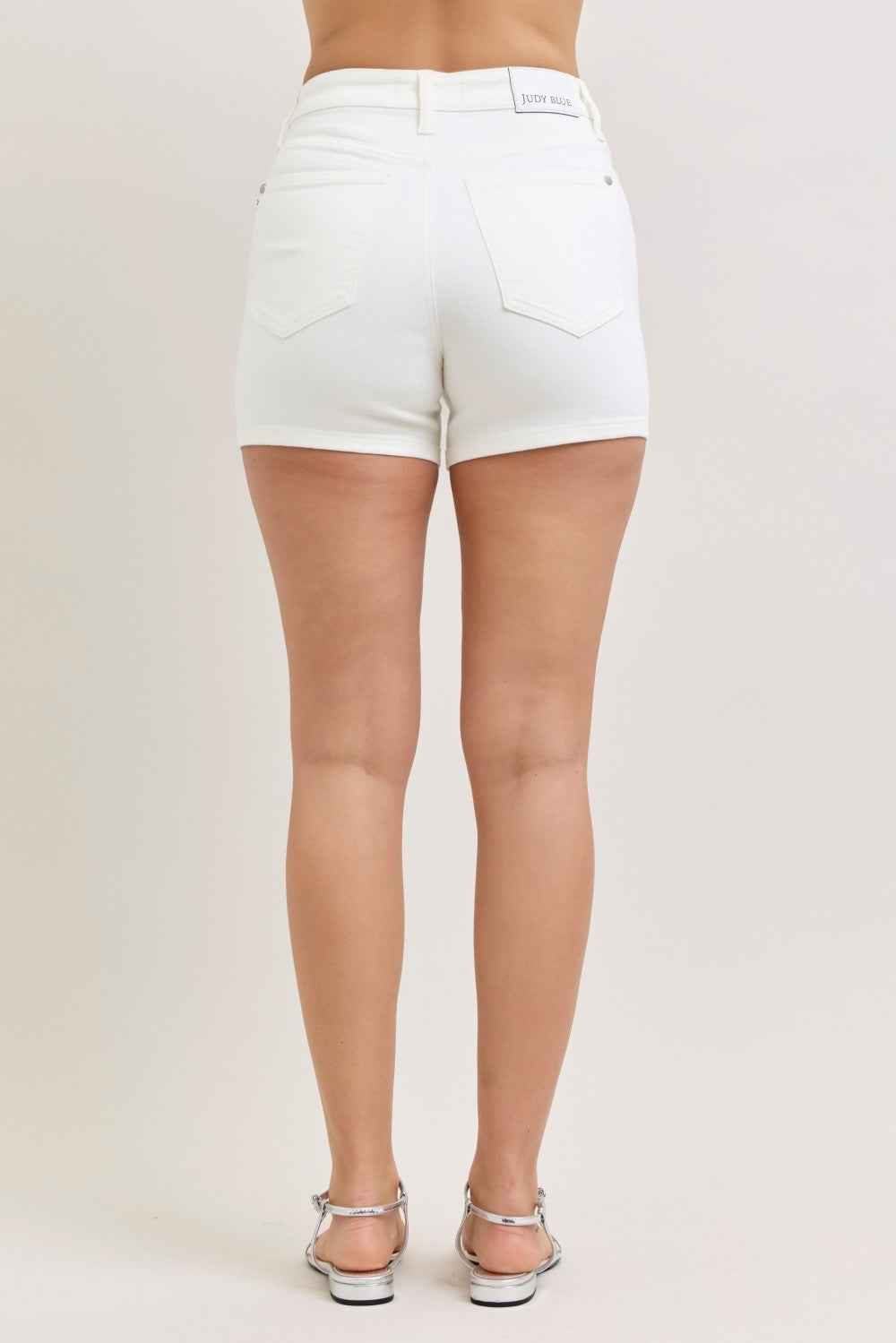 Plus size high-waisted slim shorts — additional view 4