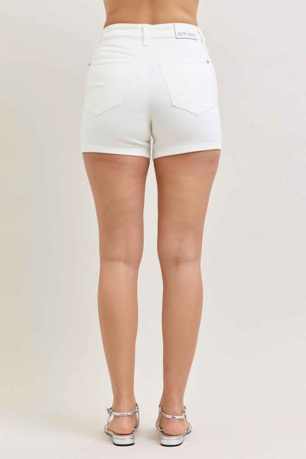 Plus size high-waisted slim shorts — additional view 4