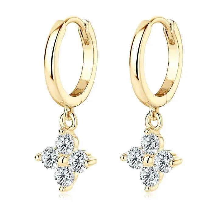Cubic zirconia hoop drop earrings 0.8 carat in silver-plated alloy — primary view