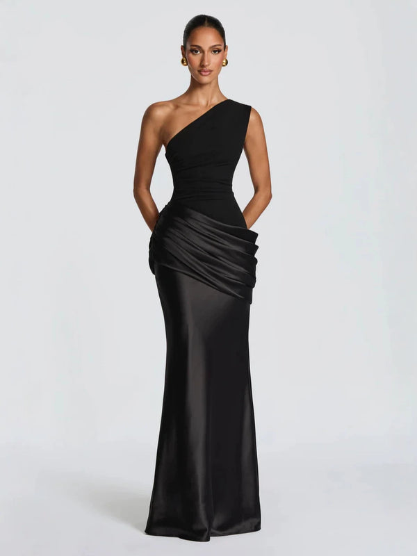 One-shoulder satin mermaid dress — additional view 5