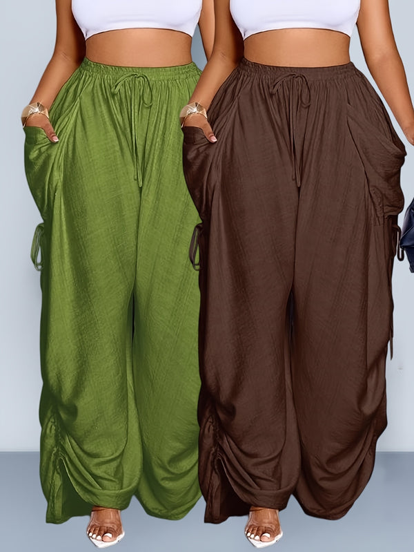 Retro pleated drawstring wide-leg pants product image