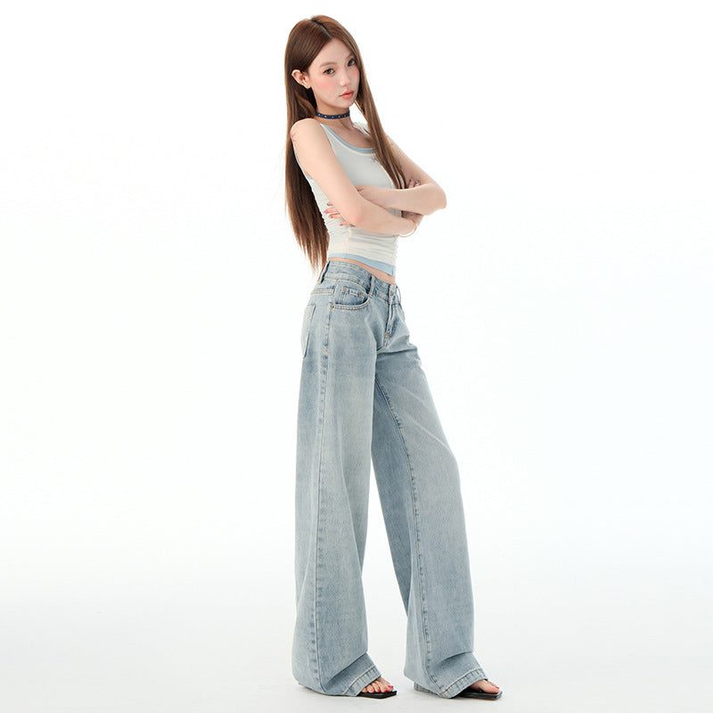 Women's Wide-Leg Denim Jeans – Loose Fit Cotton Trousers, side product view