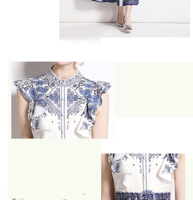 Women's Printed Belted Maxi Dress, close-up product view