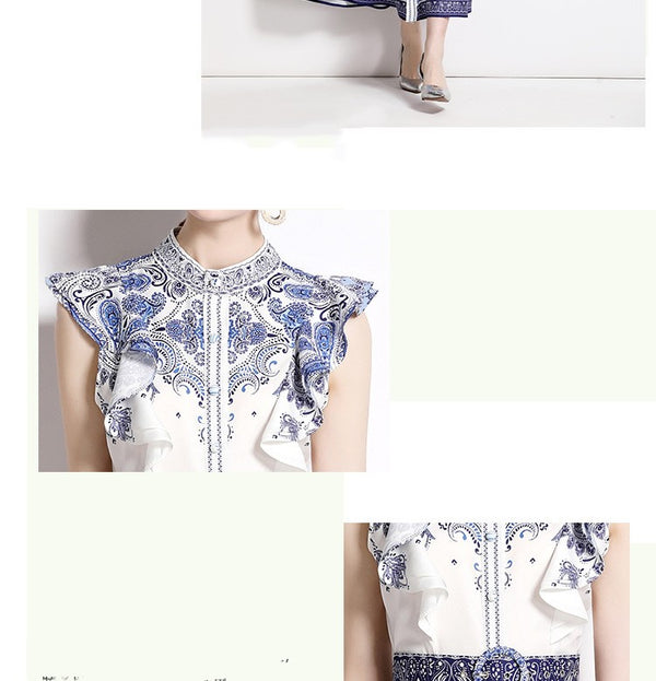 Women's Printed Belted Maxi Dress, close-up product view