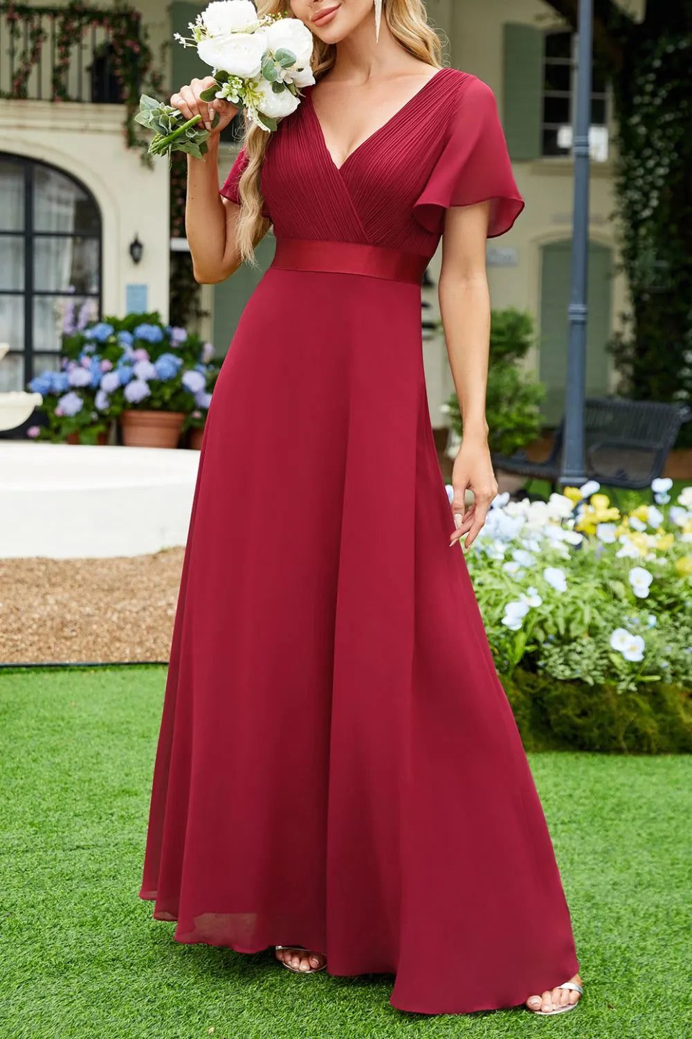 Surplice Flutter Sleeve Maxi Dress view 5
