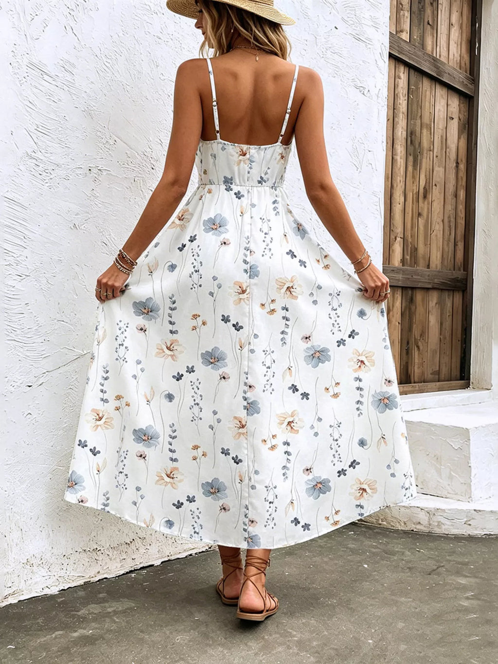 Floral Print Spaghetti Strap Midi Dress — additional view 2