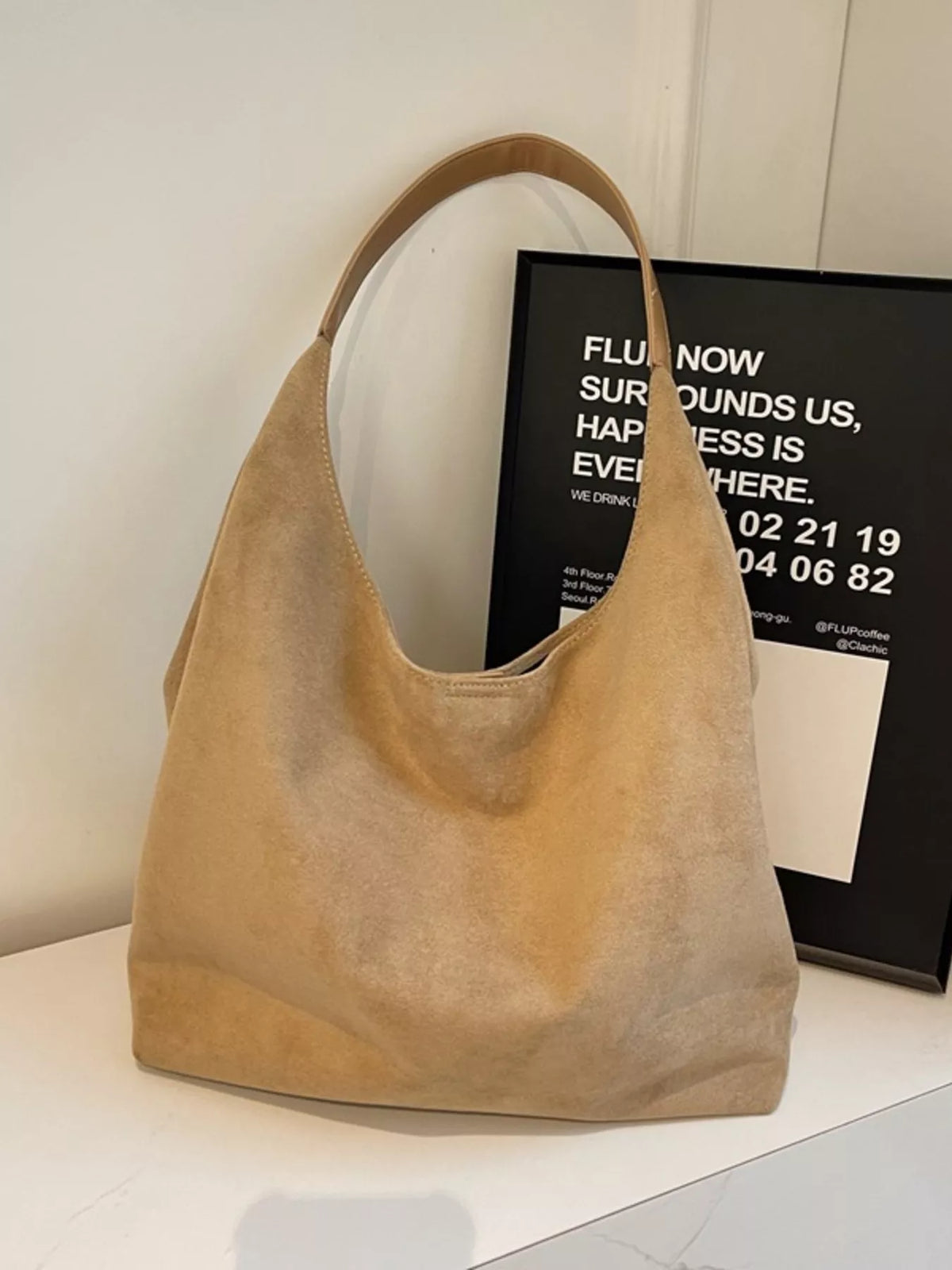 Solid Color Suede Tote Bag, product view 13