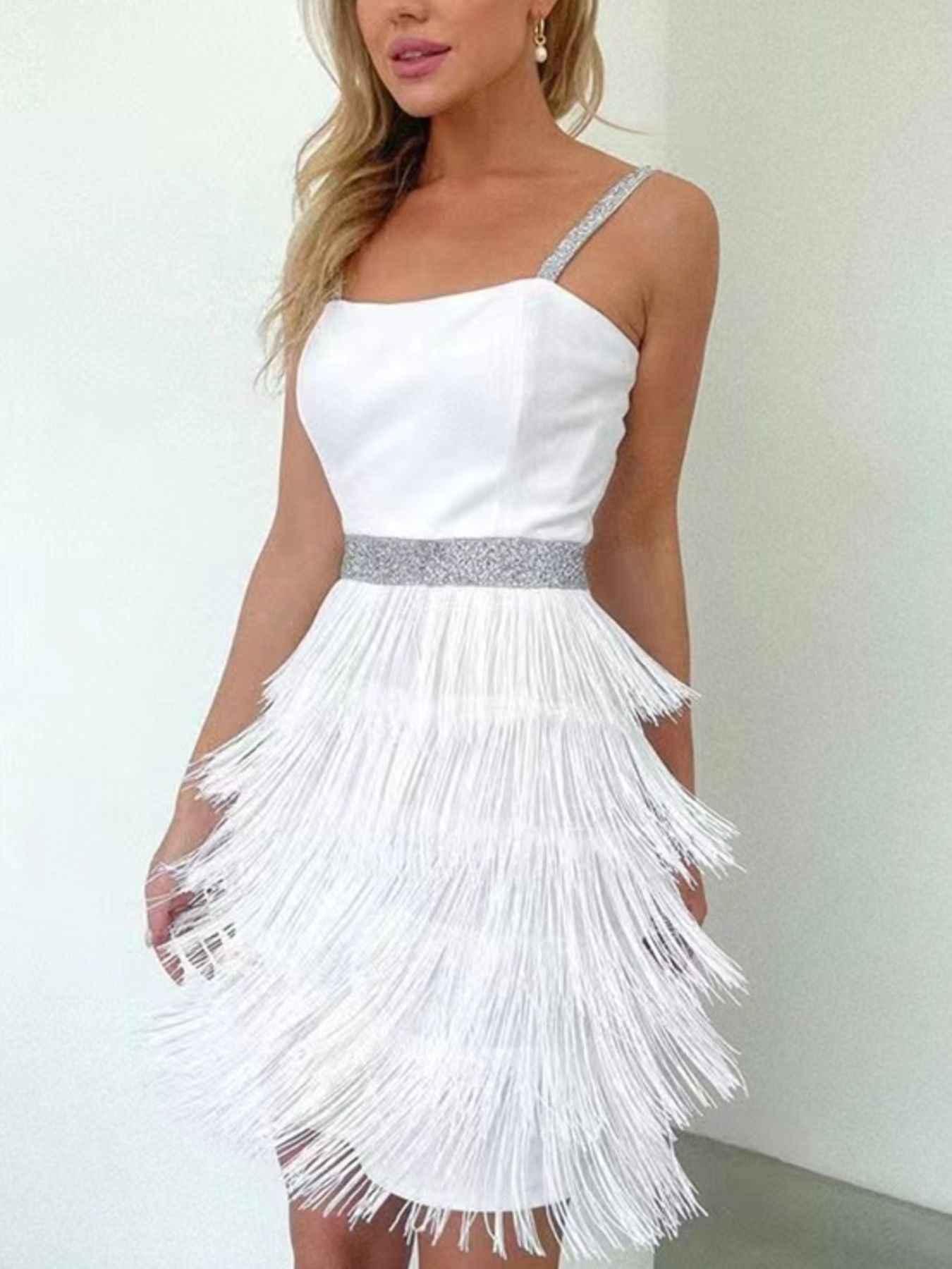 Fringe trim zipper cami mini dress — additional view 4