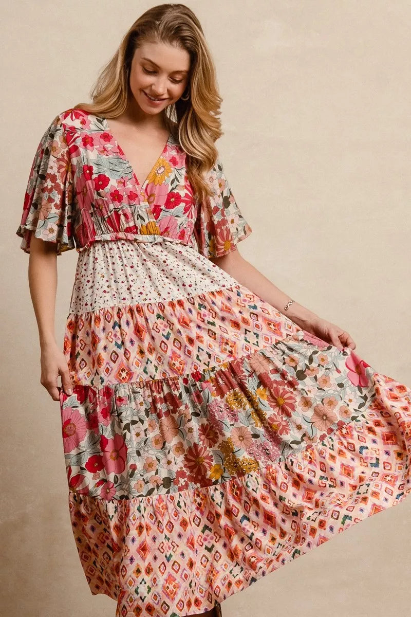 Floral Print Mix and Match Midi Dress — additional view 3