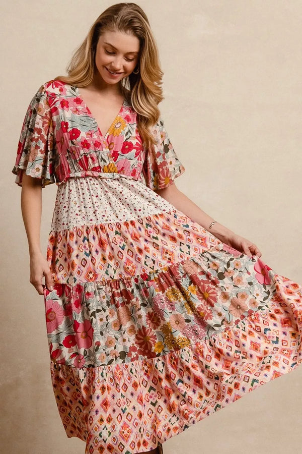 Floral Print Mix and Match Midi Dress — additional view 3