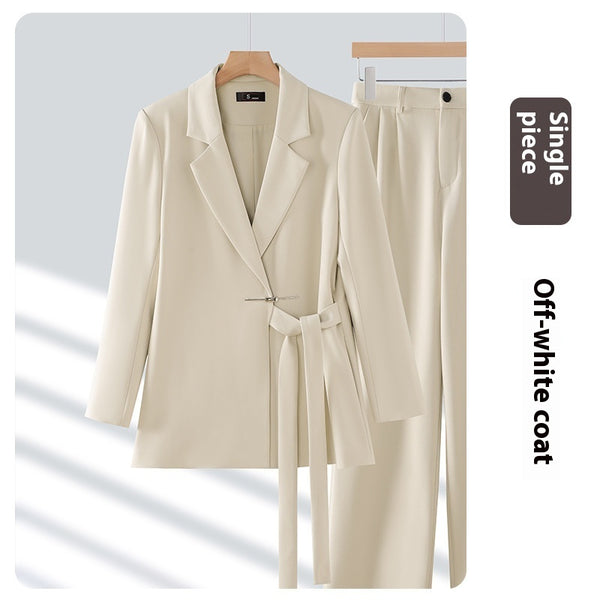 Women's Suit Collar Blazer & Wide-Leg Pants Two-Piece Set, side product view
