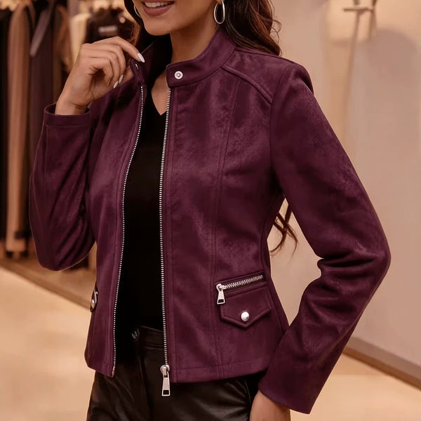 Retro metal-zip cardigan jacket for women