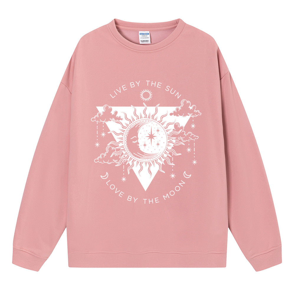 Pink cartoon graphic print sweatshirt for women