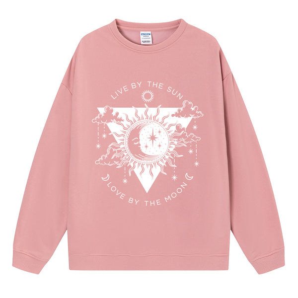 Pink cartoon graphic print sweatshirt for women