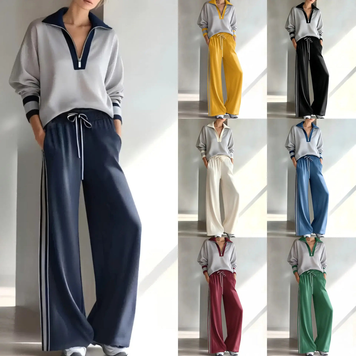 Women's Color-Block Top and Pants Set additional product view