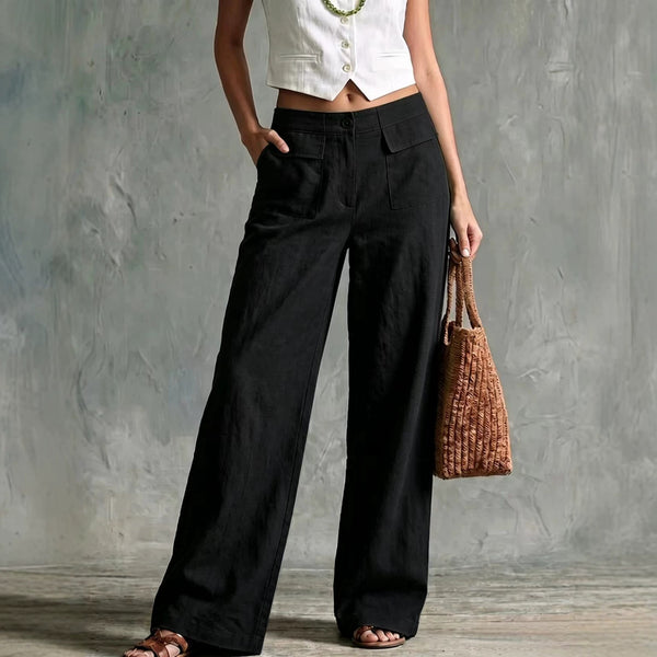 Solid-color elastic-waist casual pants product image