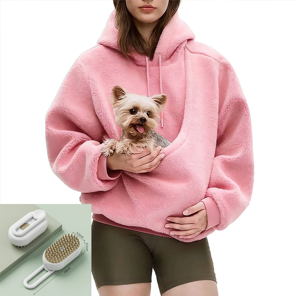 Unisex Hoodie with Large Front Pouch Pocket-Splashis, Pink, view 2