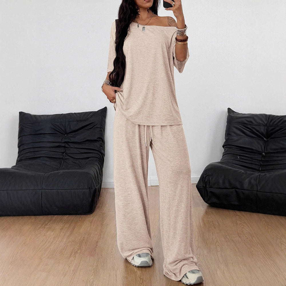 Casual two-piece blouse and trousers outfit view 8