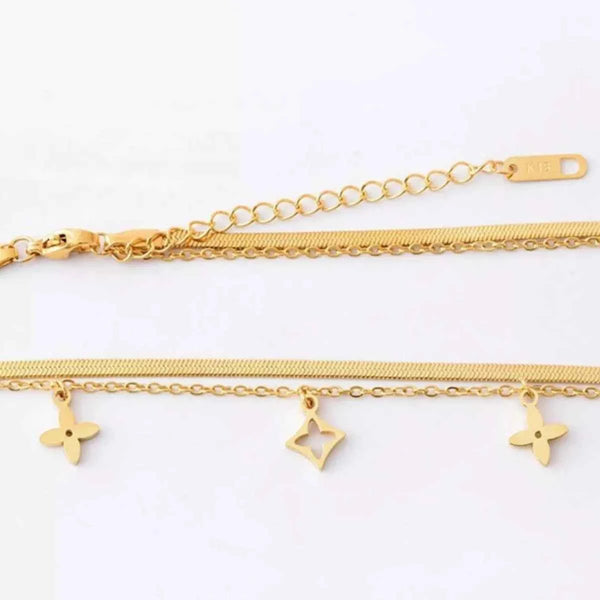 Double layered charm necklace in titanium steel — additional view 6