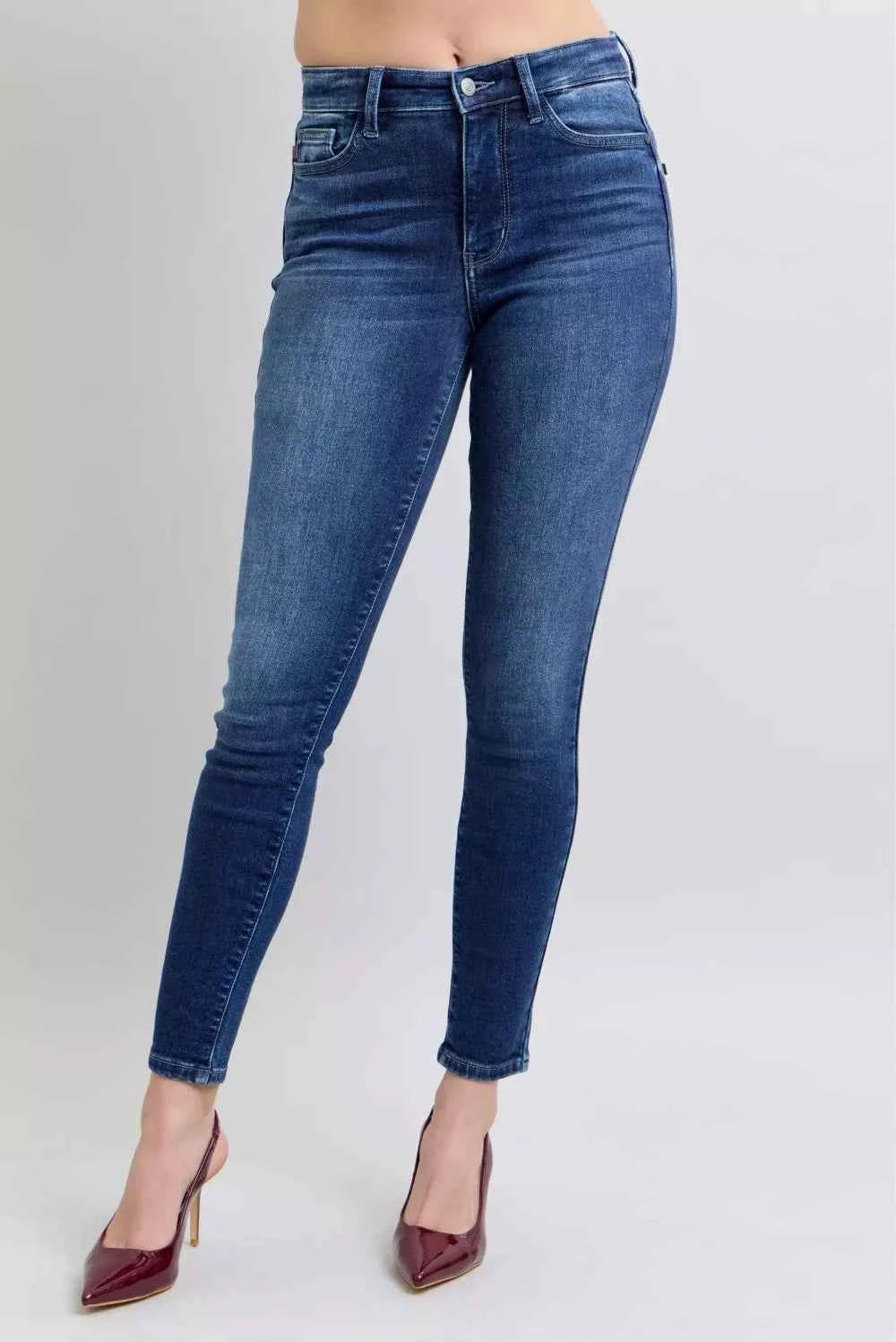 Plus size washed thermal skinny jeans — additional view 4