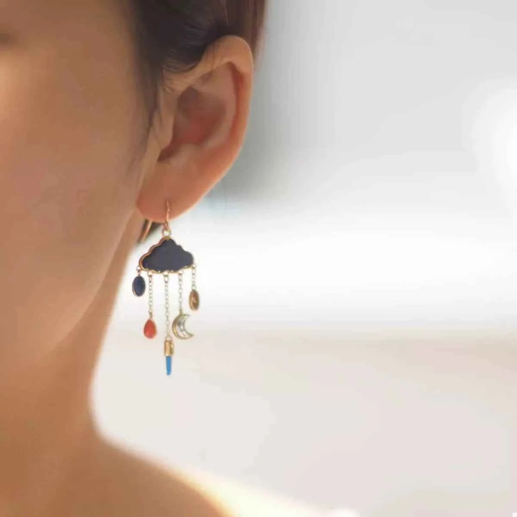 Cloud dangle earrings with colorful charms — additional view 3