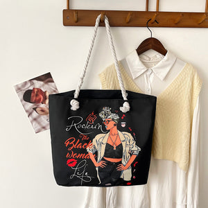 Printed canvas tote bag with double shoulder straps, image 11