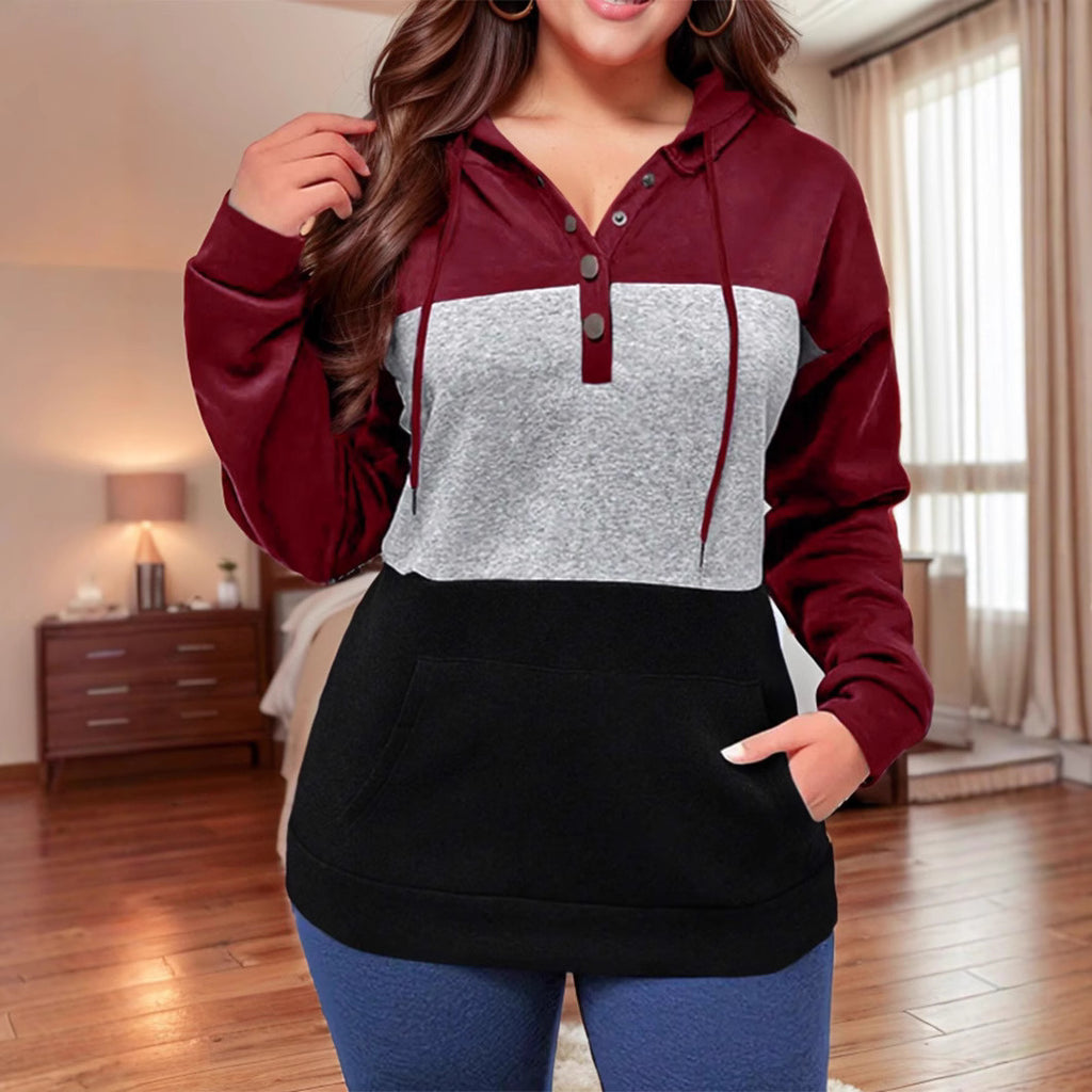 Women's Color Block Hooded Sweatshirt-Splashis, alternate view 4