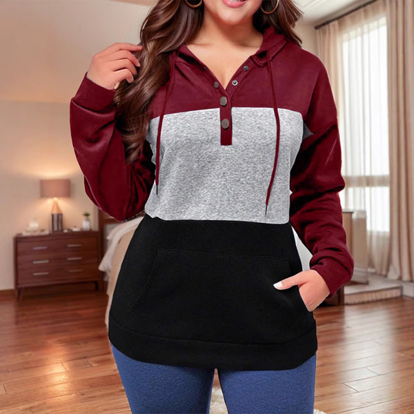 Women's Color Block Hooded Sweatshirt-Splashis, alternate view 4