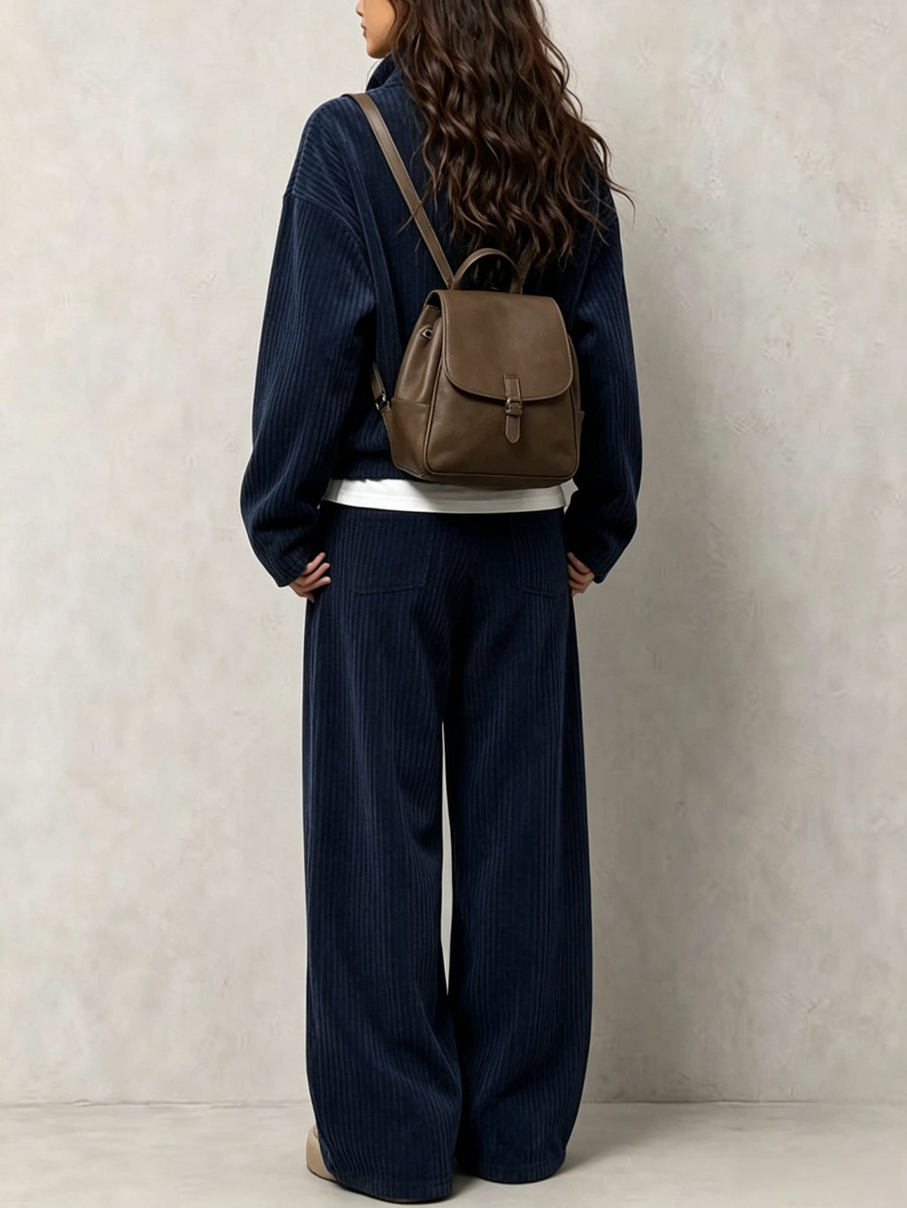 Corduroy top and wide-leg pants set for women, image 2