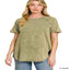 French terry curved hem top — primary view