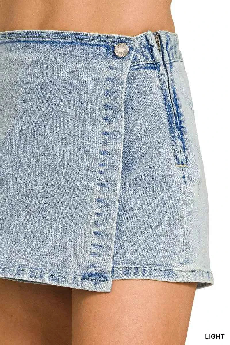 Asymmetrical denim skort — additional view 4