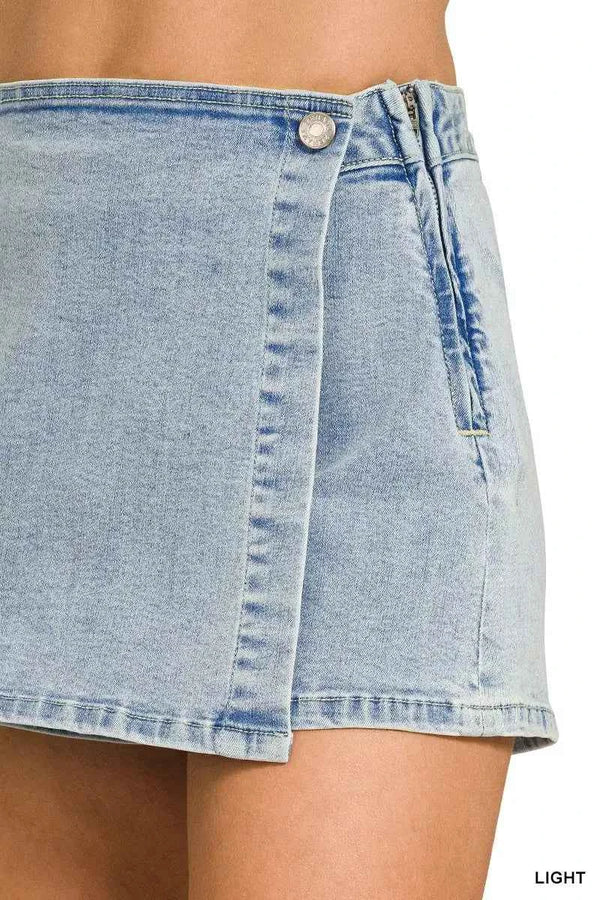 Asymmetrical denim skort — additional view 4