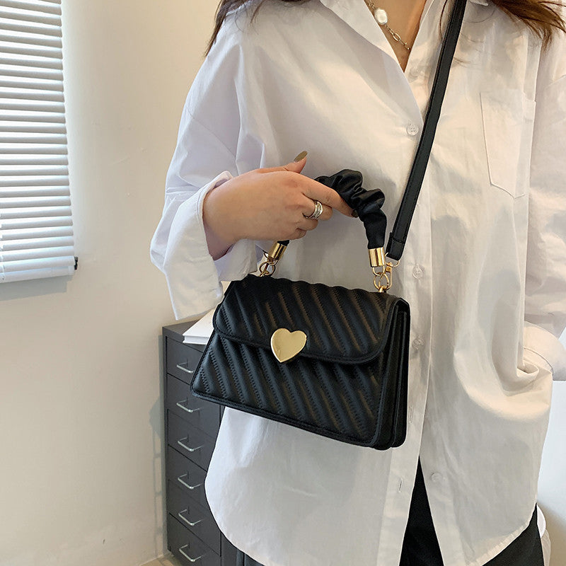 Love Heart Chain Shoulder Bag - PU Leather Handbag for Women, angled product view