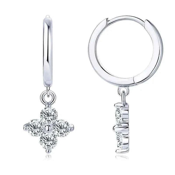 Cubic zirconia hoop drop earrings 0.8 carat in silver-plated alloy — additional view 4
