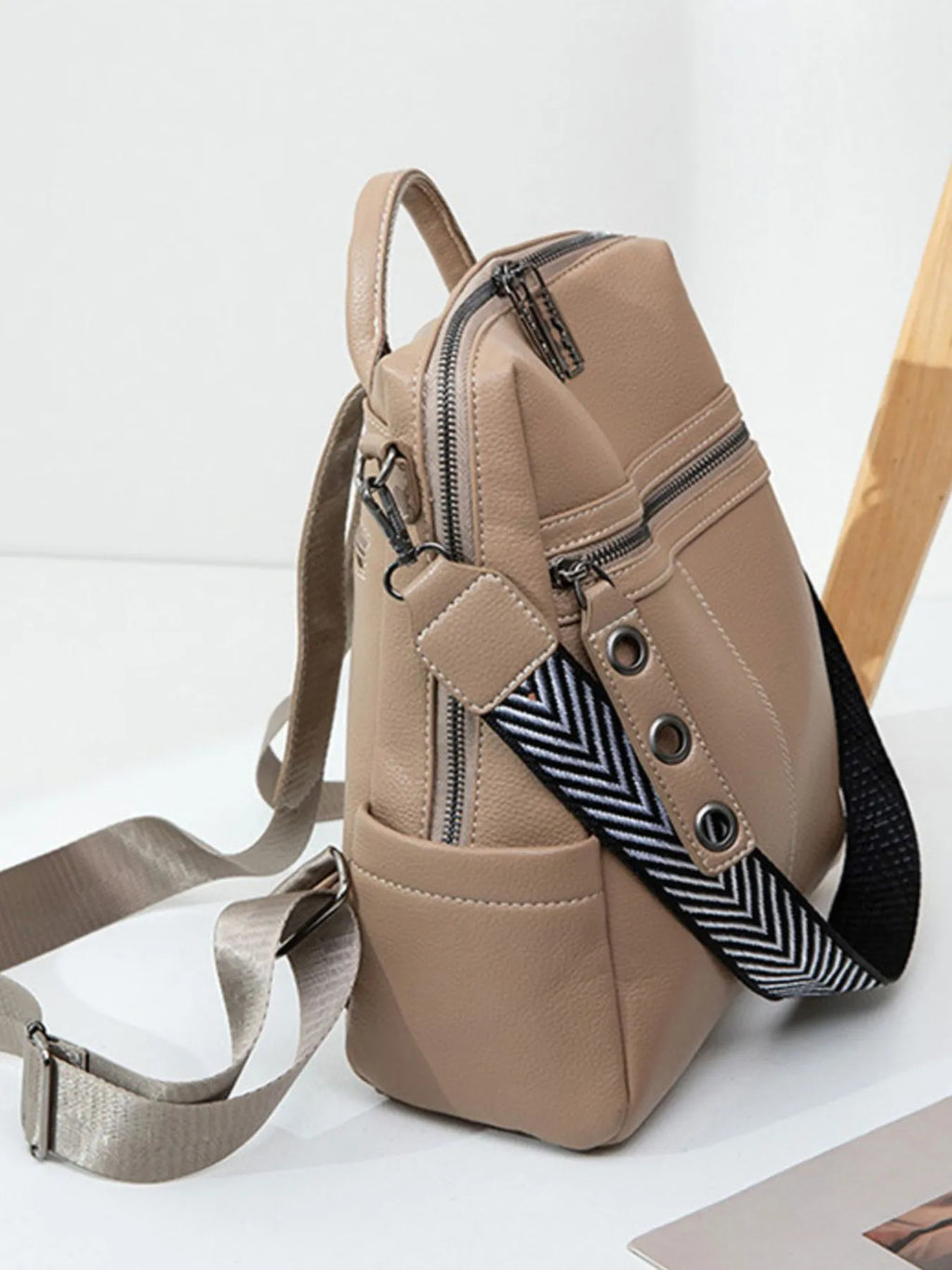 Multi-Compartment PU Leather Backpack — product image 5
